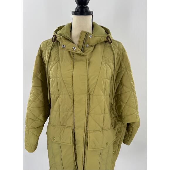 Madewell Green Quilted Norris Poncho Puffer Coat Parka Oversized Jacket XS S M - Picture 3 of 7